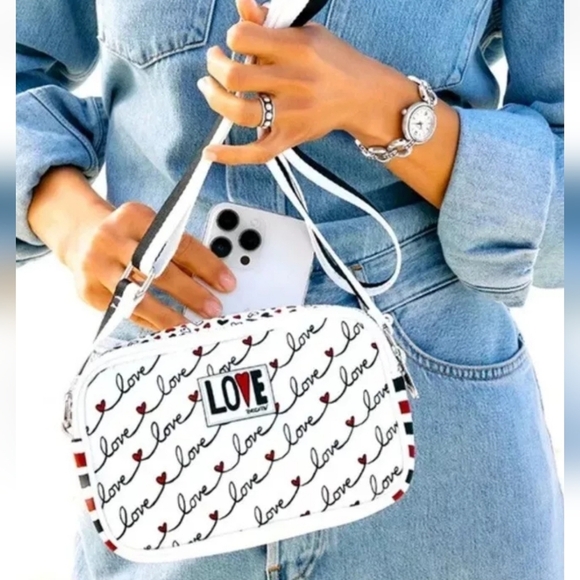 NWT Brighton "LOVE SCROLL" Canvas Crossbody Bag (MSRP $88) - Picture 1 of 7